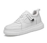 Zapatos con elevadores para hombre, 6/8/10 cm, unisex, altura ajustable, zapatos casuales con elevadores, antideslizantes, transpirables, con elevadores, zapatos con cordones, Blanco, 45 EU