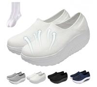 Zapatos con parte inferior basculante para mujer, zapatillas de verano de malla cómoda con plataforma ortopédica para caminar con soporte de arco para mujer, White, 37 EU