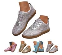 Zapatos con purpurina para mujer, zapatos casuales para mujer con tirantes, zapatos de trekking, zapatos informales, planos, deportivos, individuales, modernos, zapatos de voleibol, cordones, cómodos
