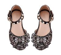 Zapatos con purpurina para niños y niñas, zapatos de princesa, zapatos de ballet con lazo, punta puntiaguda, zapatos de vestido, zapatos de baile con correa de tobillo, suela antideslizante, zapatos