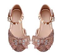 Zapatos con purpurina para niños y niñas, zapatos de princesa, zapatos de ballet con lazo, punta puntiaguda, zapatos de vestido, zapatos de baile con correa de tobillo, suela antideslizante, zapatos