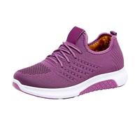 Zapatos con relleno para mujer, zapatos de nieve, para mujer, térmica, con cordones, informal, zapatillas de paseo cómodas, suelas suaves, zapatillas bajas, flexible, morado, 39 EU