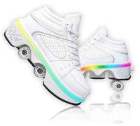 Zapatos con ruedas LED Patines luminosos de 4 ruedas Patines ajustables Rueda oculta para zapatillas de correr para jugar para hombres, mujeres y niños