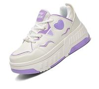 Zapatos con Ruedas para Niños y Niñas, Patines Multiusos 2 en 1, Zapatillas Deportivas al Aire Libre con 4 Ruedas Retráctil, Zapatillas de Skateboarding de Moda,A1 Purple,31 EU