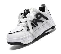 Zapatos con Ruedas para Niños y Niñas, Patines Multiusos 2 en 1, Zapatillas Deportivas al Aire Libre con 4 Ruedas Retráctil, Zapatillas de Skateboarding de Moda,A9 Black,37 EU