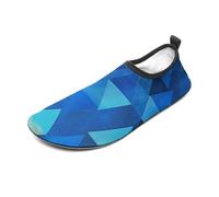 Zapatos de agua coloridos con estampado rosa y verde para mujeres y hombres, calcetines acuáticos descalzos para playa, natación, surf, yoga, ejercicio, Blue Geometry2, Medium