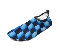 Zapatos de agua coloridos con estampado rosa y verde para mujeres y hombres, calcetines acuáticos descalzos para playa, natación, surf, yoga, ejercicio, Geometry Blue4, X-Large
