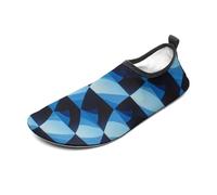 Zapatos de agua con estampado poligonal colorido para mujeres y hombres, calcetines acuáticos sin cordones para playa, natación, surf, ejercicio, Geometry Blue11, 39/39.5 EU