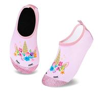 Zapatos de Agua Niños Barefoot Calcetines de Natación Niñas Antideslizante Secado RáPido Respirable Escarpines de Baño(Unicornio de Purpurina,28/29EU)
