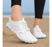 Zapatos de agua para hombres y mujeres, de secado rápido, anfibios, senderismo, trazado de ríos, suela de goma antideslizante, transpirable, para deportes al aire libre (36 BY-01 blanco-azul)