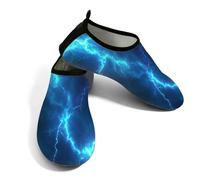 Zapatos de agua para mujer y hombre, color azul cielo rayo, zapatos de playa, calcetines de natación de secado rápido, Blue Sky Lightning, 40/41 EU