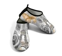 Zapatos de agua para mujer y hombre, color gris, rosa, mariposa, torre de París, zapatos de playa, calcetines de natación descalzos de secado rápido, Gris Rose Butterfly Paris Tower, 39.5/40 EU