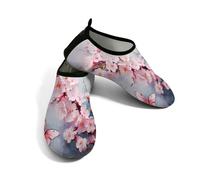 Zapatos de agua para mujer y hombre, diseño de mariposa rosa, flor de cerezo, zapatos de playa, calcetines de natación descalzos de secado rápido, Art Pink Butterfly Cherry Blossom Flroal, 37.5/38.5