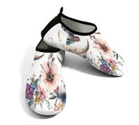 Zapatos de agua para mujer y hombre, elegantes zapatos de playa con diseño de mariposa y flores de media luna, calcetines de natación de secado rápido, Elegante flor de mariposa creciente, 42/42.5 EU