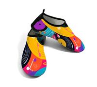 Zapatos de agua para mujeres y hombres, color con nota musical, color negro, zapatos de playa, calcetines de natación de secado rápido, Color Music Note Black Glue, 39.5/40 EU