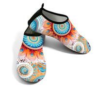 Zapatos de agua para mujeres y hombres, coloridos mandalas, bohemios, florales, zapatos de playa, calcetines de natación de secado rápido, Colorido mandala bohemio floral, 39.5/40 EU