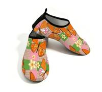 Zapatos de agua para mujeres y hombres, diseño de búfalo de mariposa, antideslizantes, de secado rápido, suaves, para verano, playa, piscina, surf, yoga, ejercicio, Butterfly Buffalo Plaid, 37.5/38.5