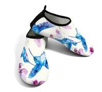 Zapatos de agua para mujeres y hombres, zapatos de playa con diseño de flor de ciruelo, colibrí, calcetines de natación de secado rápido, Plum Blossom Blue Hummingbird, 40/41 EU