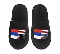 Zapatos De Algodón Banderas De Estados Unidos Y Rusia En Estilo Rasgado Antideslizantes Plush Shoes Suela De Goma Pantuflas Para Otoño Unisex Invierno L