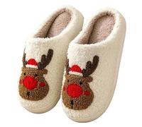 Zapatos de Algodón Pantuflas de invierno for mujer y hombre, sandalias interior cálidas suaves, regalo Navidad, forro polar Papá Noel for el hogar(Color 04,44-45)