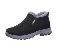 Zapatos de algodón para mujer, botas de invierno con forro polar, botas de algodón grueso para parejas medias y ancianas, botas de invierno de ante con flecos marrones para mujer, Black, 38.5 EU