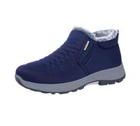 Zapatos de algodón para mujer, botas de invierno con forro polar, botas de algodón grueso para parejas medias y ancianas, botas de invierno de ante con flecos marrones para mujer, Blue, 38.5 EU