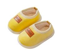 Zapatos de algodón para niñas y niñas, color sólido, suela suave, cálidos, para interiores, sin algodón, zapatos de natación para niños, Amarillo, 22 EU