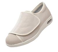 Zapatos de Ancianos para Diabetes,Scarpe Uomo Extra Larghe Casual Sneaker per Piedi Sensibili Regolabili con Chiusura a Strappo.Beige,45