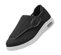 Zapatos de Ancianos para Diabetes,Scarpe Uomo Extra Larghe Casual Sneaker per Piedi Sensibili Regolabili con Chiusura a Strappo.Black,50