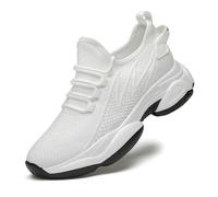 Zapatos De Ascensor Hombres 6/8/10 Cm Unisex Zapatos De Ascensor Altura Invisible Zapatos Superiores Malla Casual De Zapatillas Transpirables Zapatos para Correr Zapatillas Deportivas,Blanca,46 EU