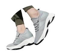Zapatos de ascensor para hombre Elevate Shoes invisibles para aumentar la altura de malla, zapatillas planas de un solo color, zapatos deportivos transpirables, ligeros, ortopédicos, gris, 41 EU