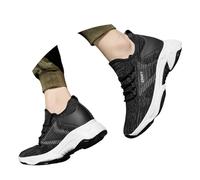 Zapatos de ascensor para hombre Elevate Shoes invisibles para aumentar la altura de malla, zapatillas planas de un solo color, zapatos deportivos transpirables, ligeros, ortopédicos, Negro , 39 EU