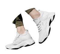 Zapatos de ascensor para hombre Elevate Shoes invisibles para aumentar la altura de malla, zapatillas planas de un solo color, zapatos deportivos transpirables, ligeros, ortopédicos, Blanco, 40 EU