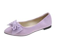 Zapatos de bailarina de ante para mujer, sin cordones, suela puntiaguda, tacón de cuña bajo, zapatos planos de color sólido, tallas grandes, ajuste holgado, calzado de negocios, hot pink, 40.5 EU