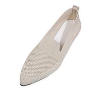 Zapatos de bailarina para mujer, cómodos, planos, para el tiempo libre, para mujer, con suela suave, antideslizantes, planos, punta puntiaguda, transpirables, para deslizarse dentro, Blanco, 37.5 EU