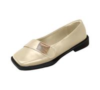 Zapatos de bailarina para mujer, cómodos, planos, retro, punta cuadrada francesa, zapatos británicos de moda para mujer, todos los zapatos pequeños de cuero para mujer, bailarinas para mujer, beige