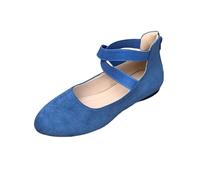 Zapatos de bailarina para mujer, con correa elástica cruzada, puntera redonda, cómodos, zapatos planos para mujer, zapatos tipo dolly, zapatos de princesa, zapatos de uniforme, azul, 41 EU