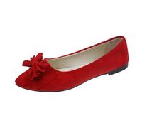 Zapatos de bailarina para mujer, elegantes, de encaje, cómodos, suaves, zapatos de noche, planos, ligeros, transpirables, antideslizantes, para bodas y fiestas, rojo, 41 EU
