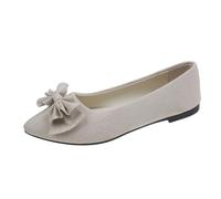Zapatos de bailarina para mujer, verano y otoño, ligeros, de ante con puntos, boca baja, suave, con arco único, para citas, tallas grandes, zapatos planos, beige, 38 EU