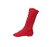 Zapatos de baile de jazz para mujer, botas de baile para mujer, tacón bajo, zapatos de ballet con cordones, botas planas hasta la rodilla con suela antideslizante, calzado de práctica de baile para
