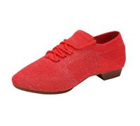 Zapatos de baile de las mujeres del extremo abierto latino tango vals fiesta social salsa entrenamiento sandalias de baile para las mujeres tacón pequeño Rhinestone moderno para latín, rojo, 42 EU