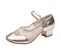 Zapatos de baile de mujer estándar cerrado zapatos latinos salsa rendimiento sandalias tango vals danza zapatos de baile con tacón, A25 Gold, 40 EU