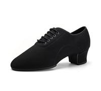 Zapatos De Baile De Salón De Los Hombres, Respirable Tango Salsa Latin Character Shoe Zapatilla De Baile Negro para Hombres,5cm Heel Suede Soles,39 EU
