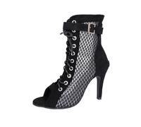 Zapatos de baile de tacones altos, zapatos de baile para mujer, botas de baile sexy, botines de aguja, suela antideslizante, sexy, peep toe, zapatos latinos para mujer, sandalias de malla negra con