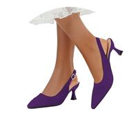 Zapatos de baile de tacones - Botas de baile para mujer con tirantes, malla alta y encaje con cordones para fiesta, zapatos de tacón de aguja para verano, con malla abierta, zapatos de baile, morado