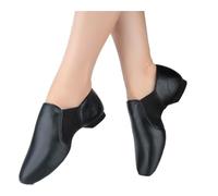 Zapatos De Baile Jazz, Sin Cordones, Color Tostado Y Negro, Zapatillas Gran Tamaño For Niñas Mujeres(Leather Black,FR39-24.5cm)