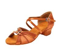Zapatos de Baile Latino Americano Mujer Profesionales de Satén Carácter Moderno Salsa Tango Niña Mujer Tacones Bajos Glitter Strass Danza de Punta Cerrada/Abierta Social Zapatos Baile Salsa de Salsa,