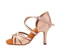 Zapatos de Baile Latino for Mujer, Zapatos salón for Bailar Tango, Suelas Ante, Salsa for Fiesta Seda, Sandalias for para Women(Pink 8.5CM,33)