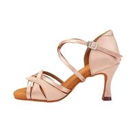 Zapatos de Baile Latino for Mujer, Zapatos salón for Bailar Tango, Suelas Ante, Salsa for Fiesta Seda, Sandalias for para Mujer(Pink 7.5CM,41)