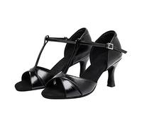 Zapatos de baile latino moderno para mujer lentejuelas tacones altos zapatos de salón suela suave punta abierta latina sandalias damas danza salón tango salsa sandalia, Negro , 40 EU